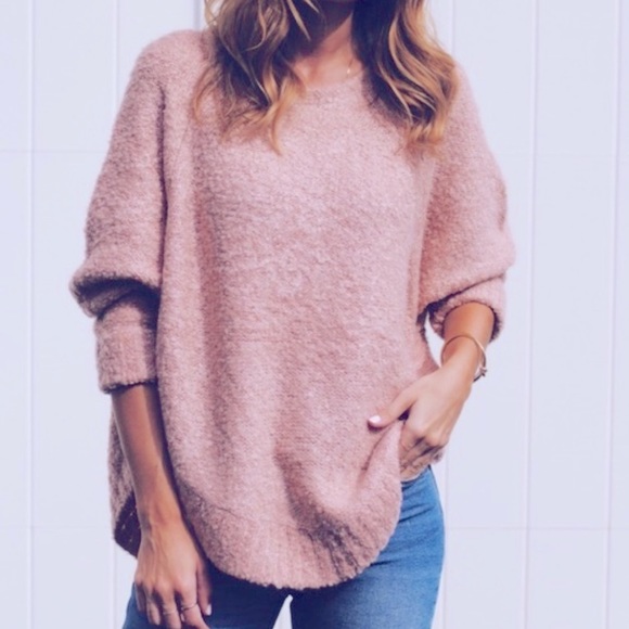 Loft Lou Grey Pink Wool Sweater 